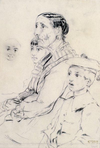 Study of a Woman and Children by Santiago Rusiñol